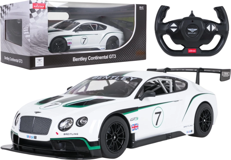 Mașină controlată de la distanță Bentley Continental GT3 RASTAR la scara 1:14, albă