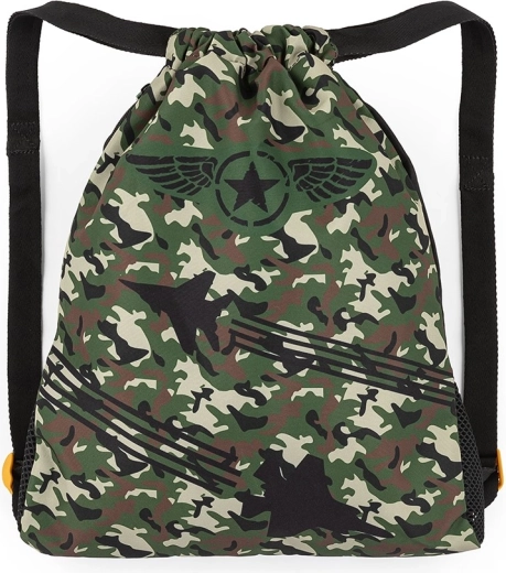 Bagmaster sac școlar pentru încălțăminte de schimb și echipament de sport cu motiv de avioane de vânătoare
