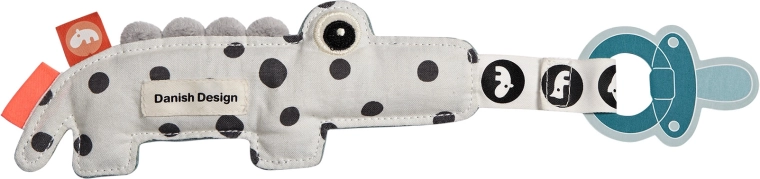 Done by Deer jucărie de confort cu suport pentru suzetă Croco, albastră