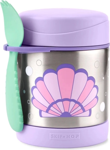 Skip Hop Spark Style termos pentru mâncare din oțel inoxidabil cu lingură-furculiță, scoică 325 ml