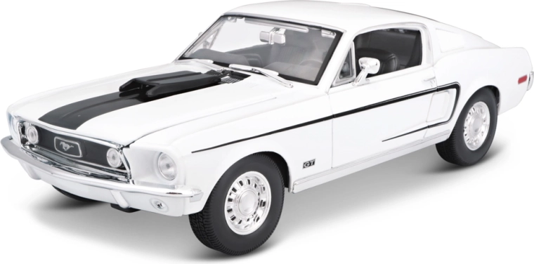 Maisto 1968 Ford Mustang GT Cobra Jet – model auto metalic 1:18 alb