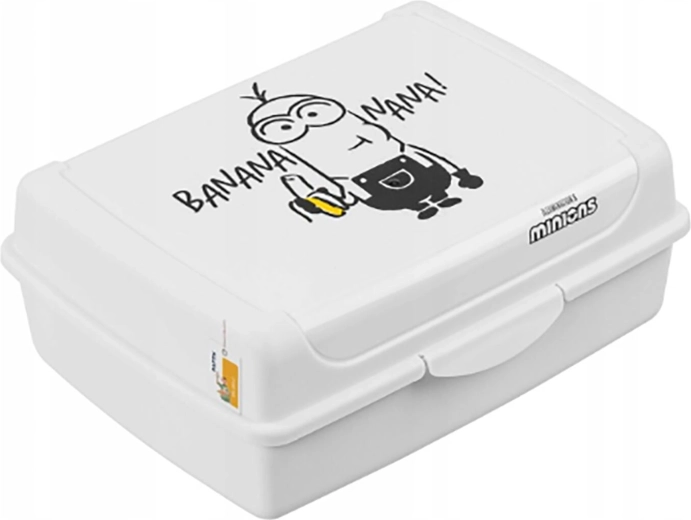 Cutie pentru gustări Minions cu clips, albă, 17 × 13 × 7 cm