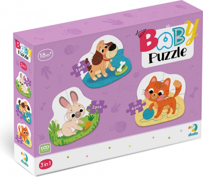 DODO baby puzzle animale de companie 3în1 (2, 3, 4 piese)