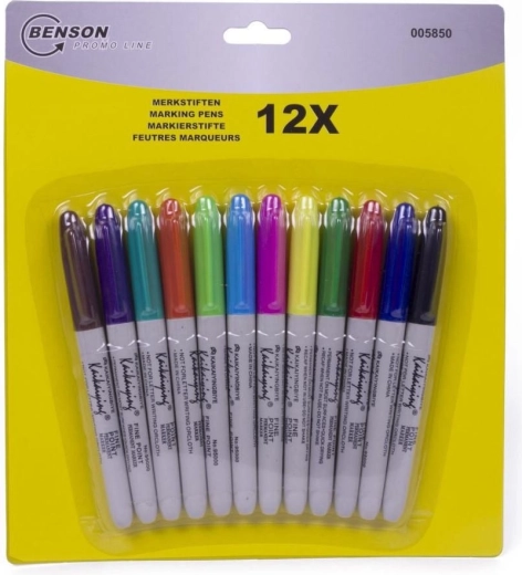 Set Benson de markere permanente colorate - 12 bucăți