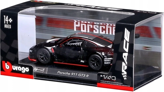 Model de curse Bburago Porsche 911 GT3 R Black Launch 1:43 - 1 bucată