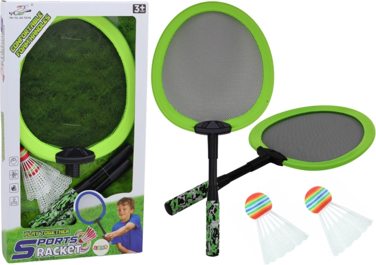 Set de 2 rachete de badminton cu 2 fluturași – verzi