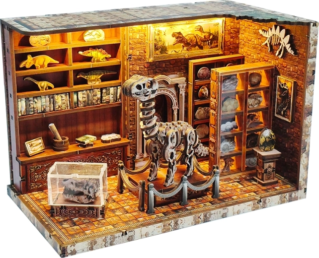 Miniatură căsuță institut de cercetare a dinozaurilor – set DIY cu iluminare LED