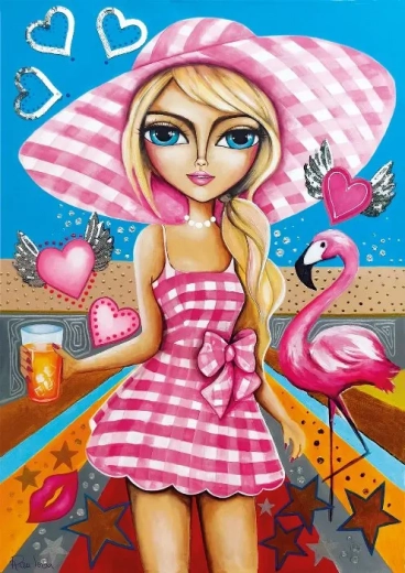 Puzzle Doamnă în roz 1000 piese