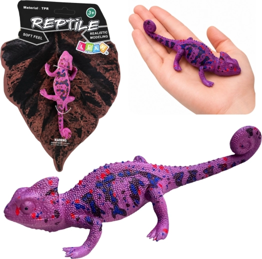 Figurină din cauciuc TPR cu cameleon, violet, 14 cm