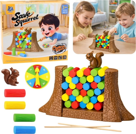 Joc de familie de îndemânare Salvează veverița cu spinner