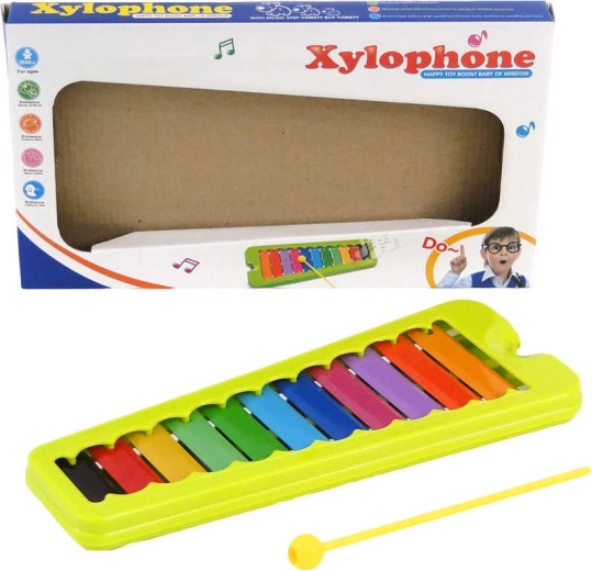 Xilofon colorat pentru copii cu 11 clape și bățișor