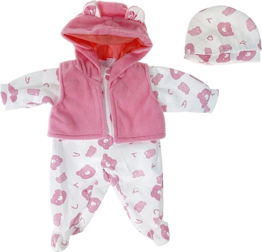 Hăinuță pentru păpușă de 45 cm cu vestă roz