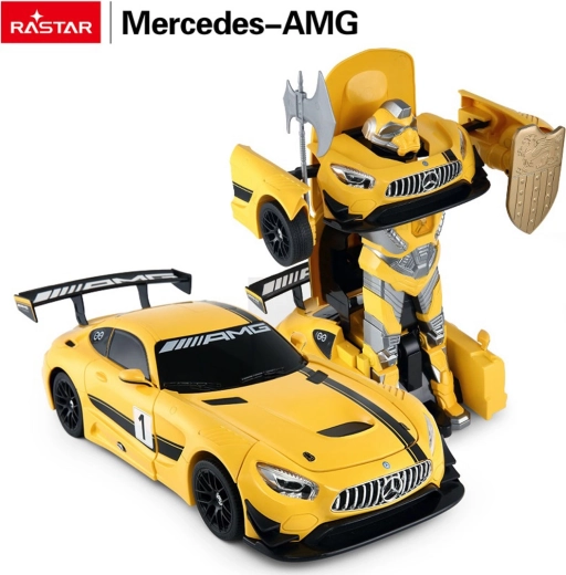 Mașină RC și robot 2în1 Rastar Mercedes-AMG GT3 1:14 galben