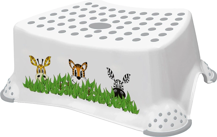 Taburet antiderapant pentru copii Jungle, alb