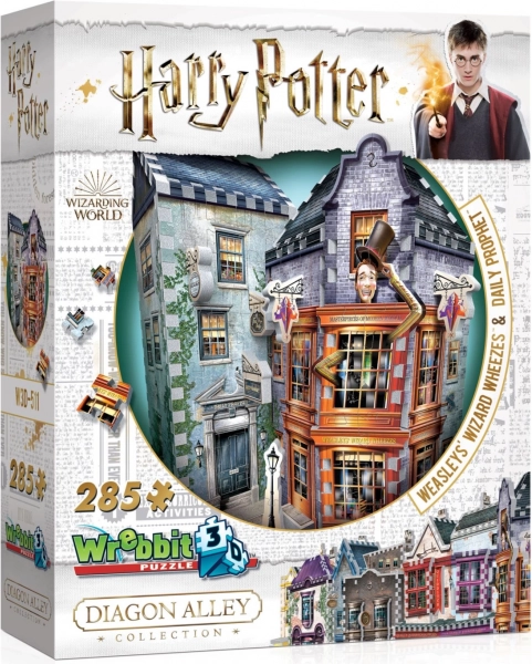 Puzzle 3D HARRY POTTER: Glume și Farmece Weasley și Profetul Zilnic (285 piese) – WREBBIT