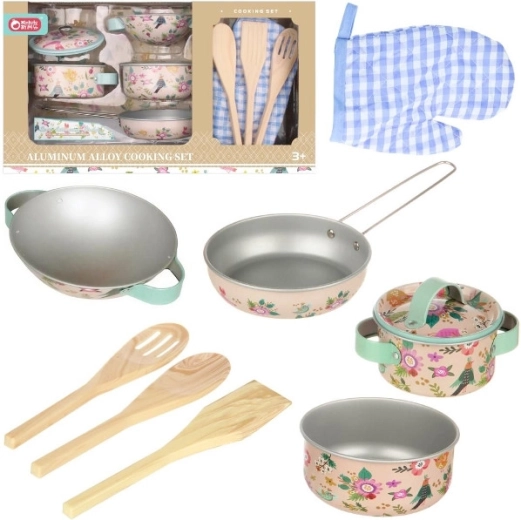 Set de bucătărie metalic Vintage Floral pentru copii