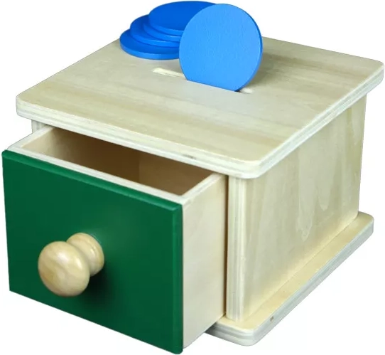 Pușculiță Montessori pentru bebeluși cu sertar - 1 bucată