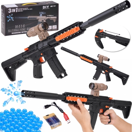 Gel blaster M416 pe bile cu gel 3în1 cu acumulator (DIY) - 1 bucată
