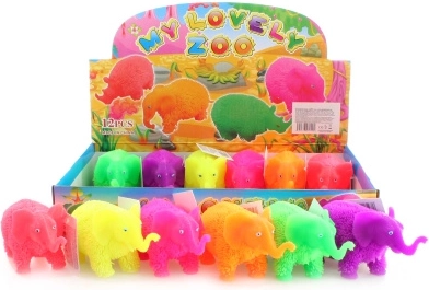 Elefant din cauciuc țepos luminos, aprox. 12 cm