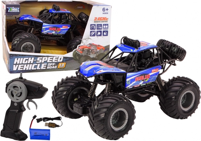 Mașină RC off-road 1:8 amortizoare albastre