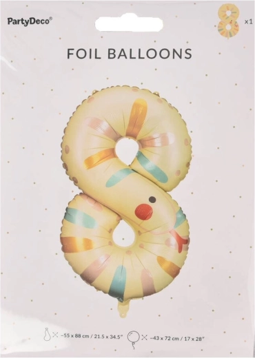 Balon din folie cifră 8 cu motiv de șarpe KIDS, 88 cm