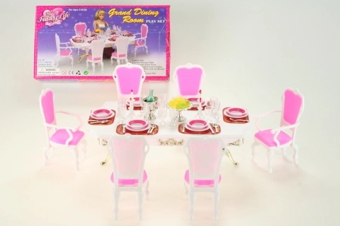 Masa de sufragerie Glorie cu accesorii pentru păpuși