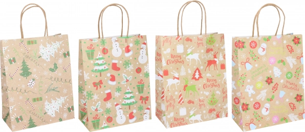 Pungă cadou de Crăciun, mărimea s (15 × 21 × 8 cm), 4 modele
