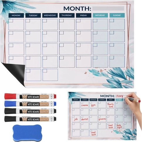 Planificator magnetic pentru frigider RUHHY 30 × 40 cm, calendar ștergător la uscat