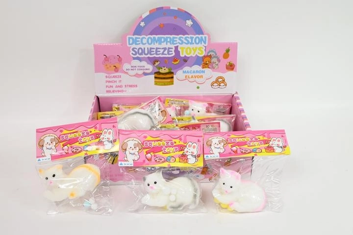 Pisicuță antistres de strâns cu bile pastelate
