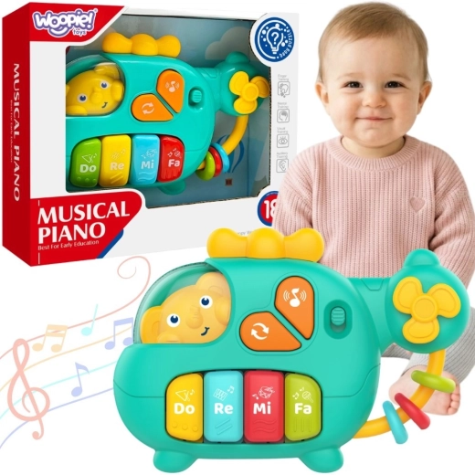 Woopie baby pian interactiv elicopter cu elefant