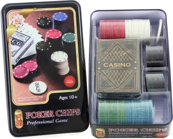 Set de poker în cutie metalică