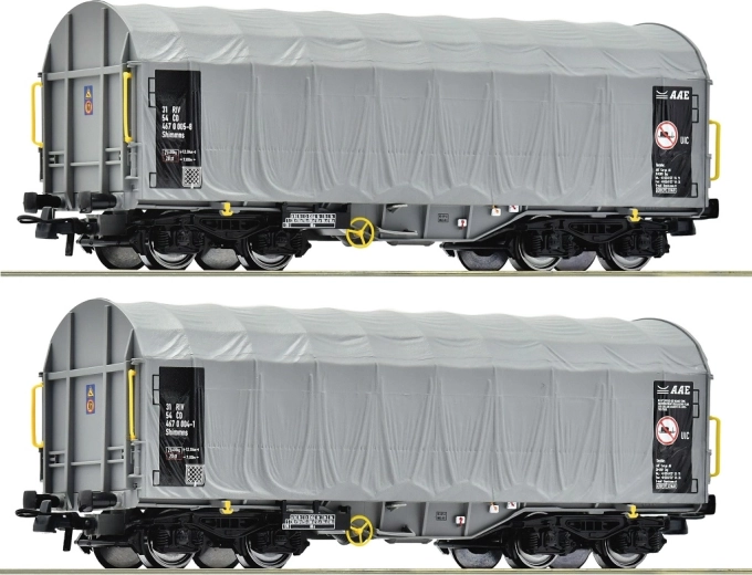 Roco set în două părți de vagoane de marfă cu prelată Shimmns ČD