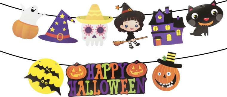 Ghirlandă de hârtie de Halloween cu motive - 1 bucată
