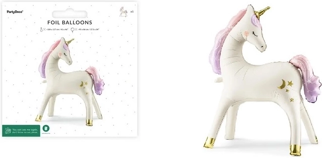 Balon din folie, tip stativ, Unicorn mat 95 × 86 cm