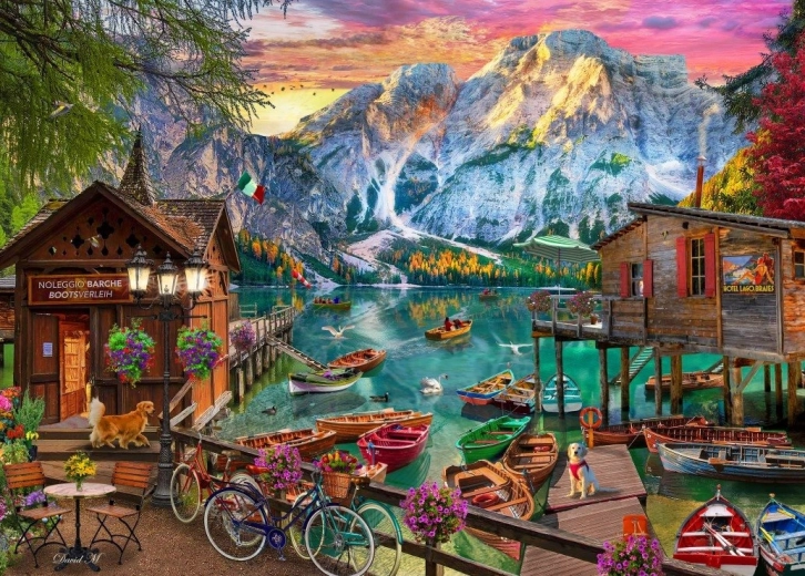 Puzzle Lacul Braies, Italia 500 piese BLUEBIRD