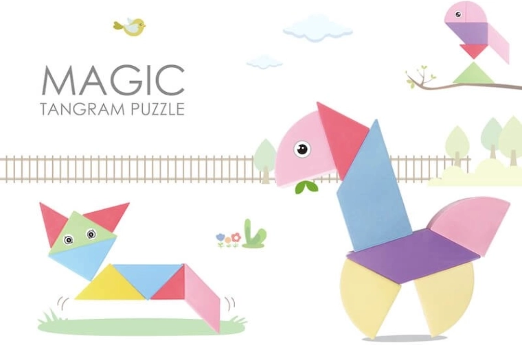 Set de construcție magnetică Tangram - 100 piese