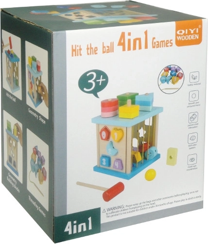 Sorter educațional din lemn 4‑în‑1 pentru copii