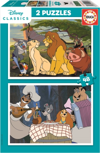 Puzzle Educa Disney Animale 2x48 piese