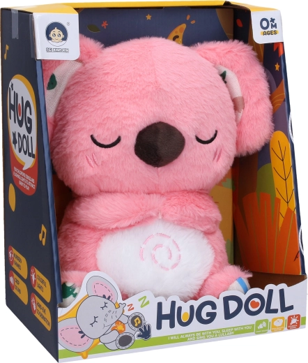Koala de pluș care respiră, roz, cu efecte, 27 cm