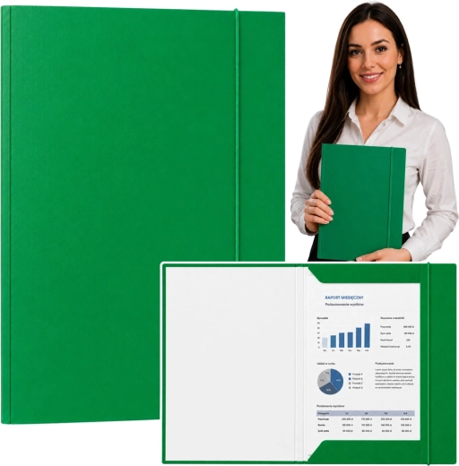 Dosar documente din carton cu elastic A4, verde - 1 bucată
