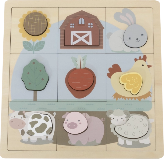 Babu puzzle educative din lemn Fermă – 12 piese