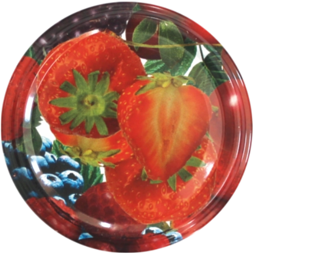 Set de capace metalice 66 mm cu motiv fructat, 10 buc.