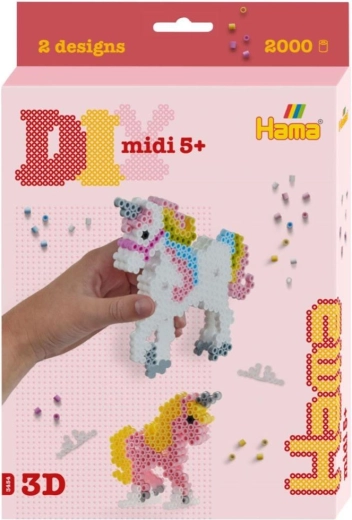 Mărgele de călcat Hama MIDI Unicorni 3D, 2000 buc.