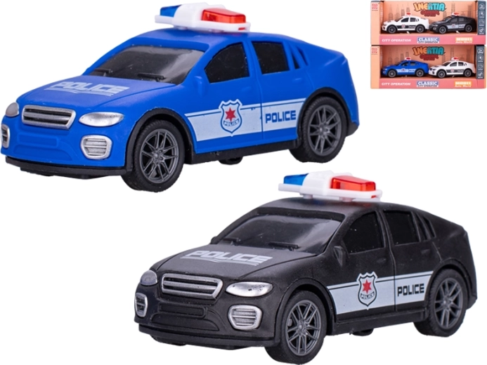 Set mașinuțe de poliție cu mecanism inerțial 10 cm – 2 buc