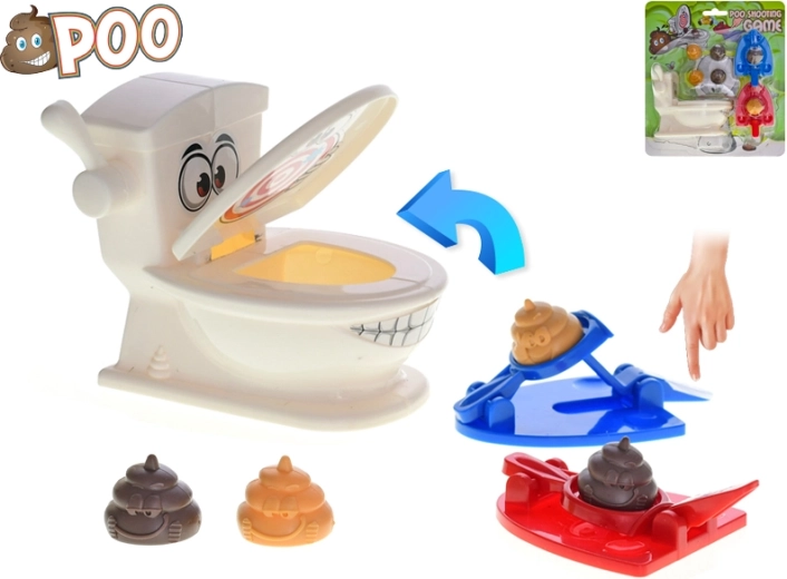Joc de masă Poo Shoot – tragere distractivă la toaletă pentru 2 jucători
