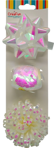 Set cadou alb cu efect curcubeu lucios – panglică 10 m și 2 fundițe