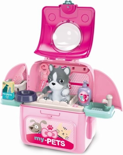 Set 2‑în‑1 rucsac cu animăluț – cățel