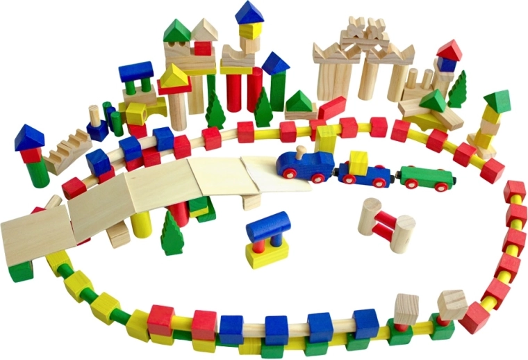 cuburi din lemn colorate 500 buc