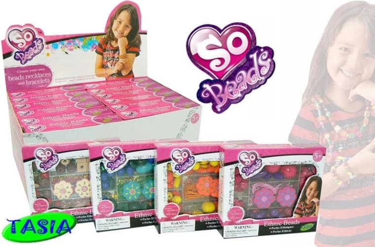 Tasia set de mărgele din lemn pentru creații, 4 variante