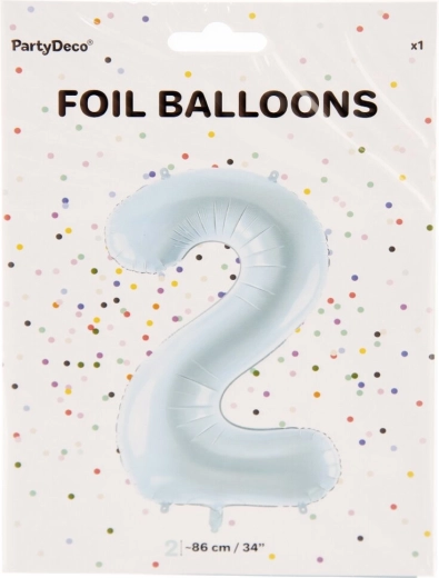 Balon din folie cifra 2 albastru 86 cm